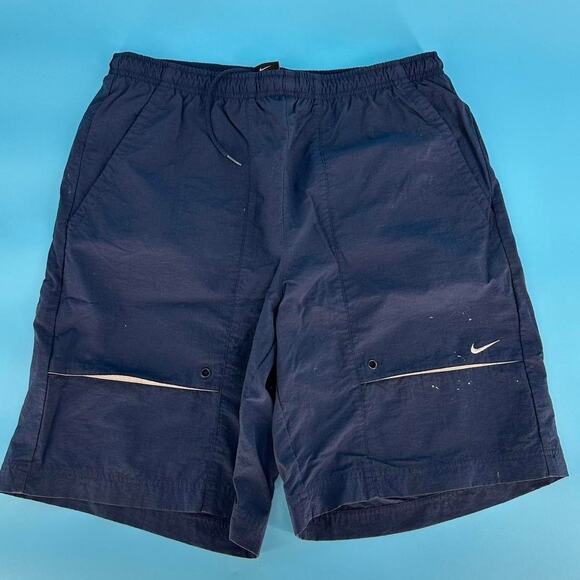 Perfect Vintage Nike Swim Trunks / Shorts Swoosh Mens size 32 x 9 Navy - Picture 1 of 6